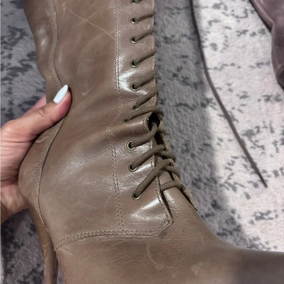 Joie Brown Over the Knee Lace-Up Boots - Picture 7 of 12